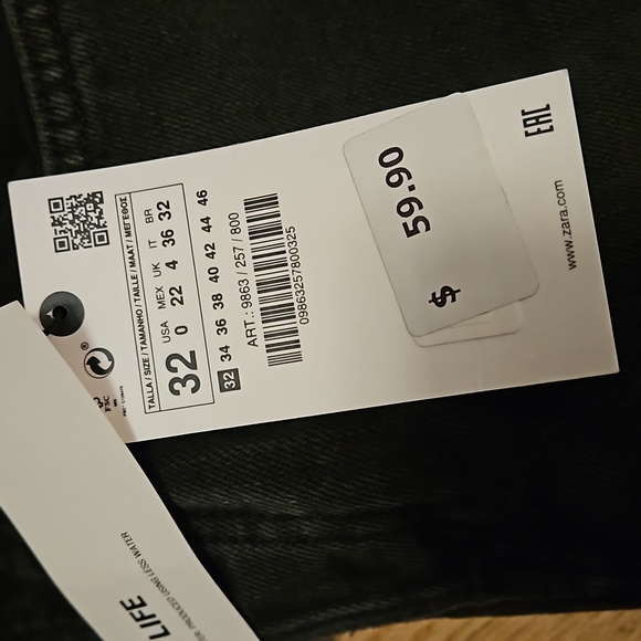 Zara The High Rise Straight in Black Jean's Denim Size 0 32 - Picture 8 of 8